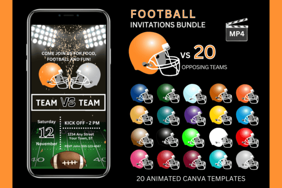 Game Day Invites: The Orange Team Bundle for Football Fans