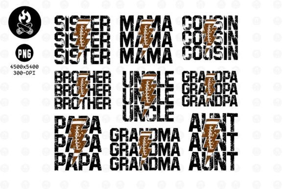 Grunge Family Bolt PNG SublimationBundle: Bold Game Day Designs